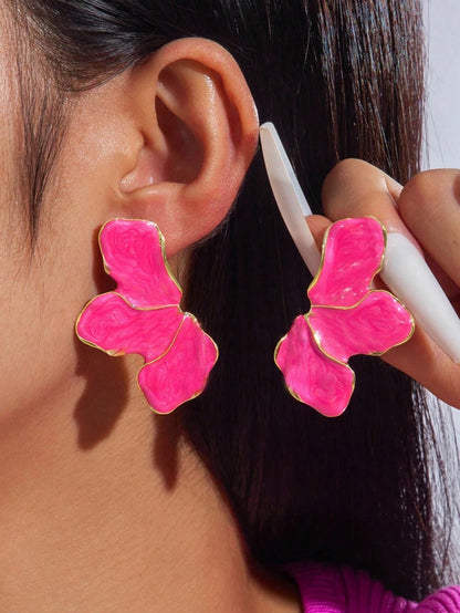 Trendy Metal Leaf Drop Earrings | Stylish Geometric Design for Daily & Party Wear