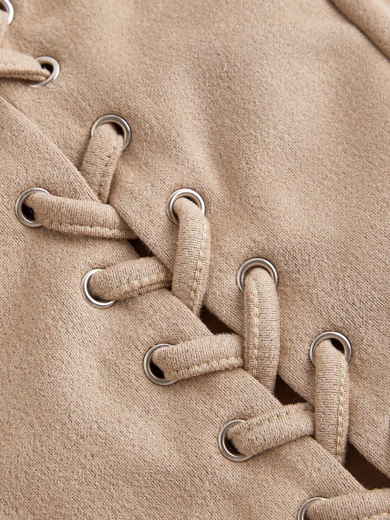 Lace-Up Front Crisscross Tank Top | Slim Fit Scoop & Square Neck Crop Top with Eyelet Detail