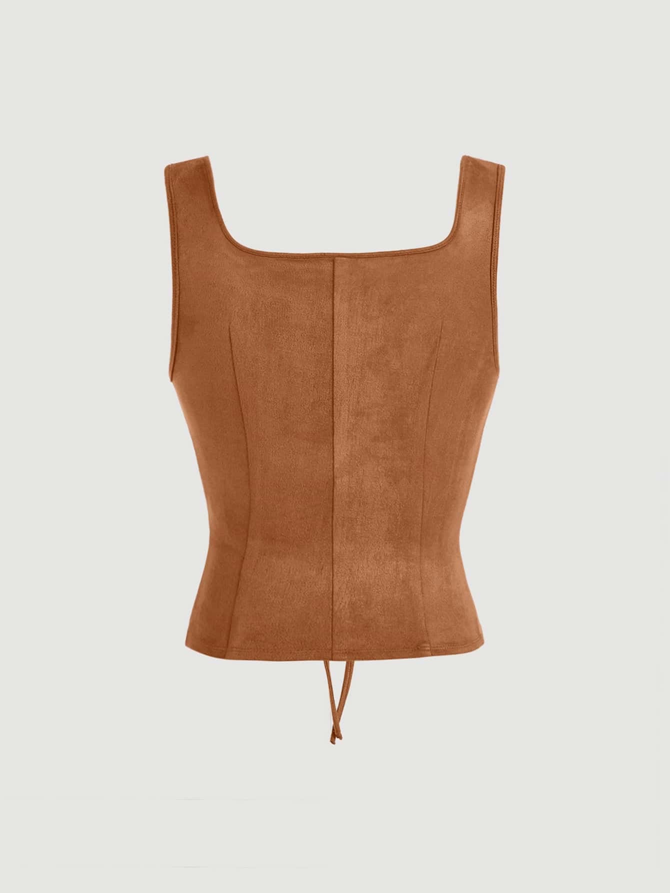 Lace-Up Front Crisscross Tank Top | Slim Fit Scoop & Square Neck Crop Top with Eyelet Detail