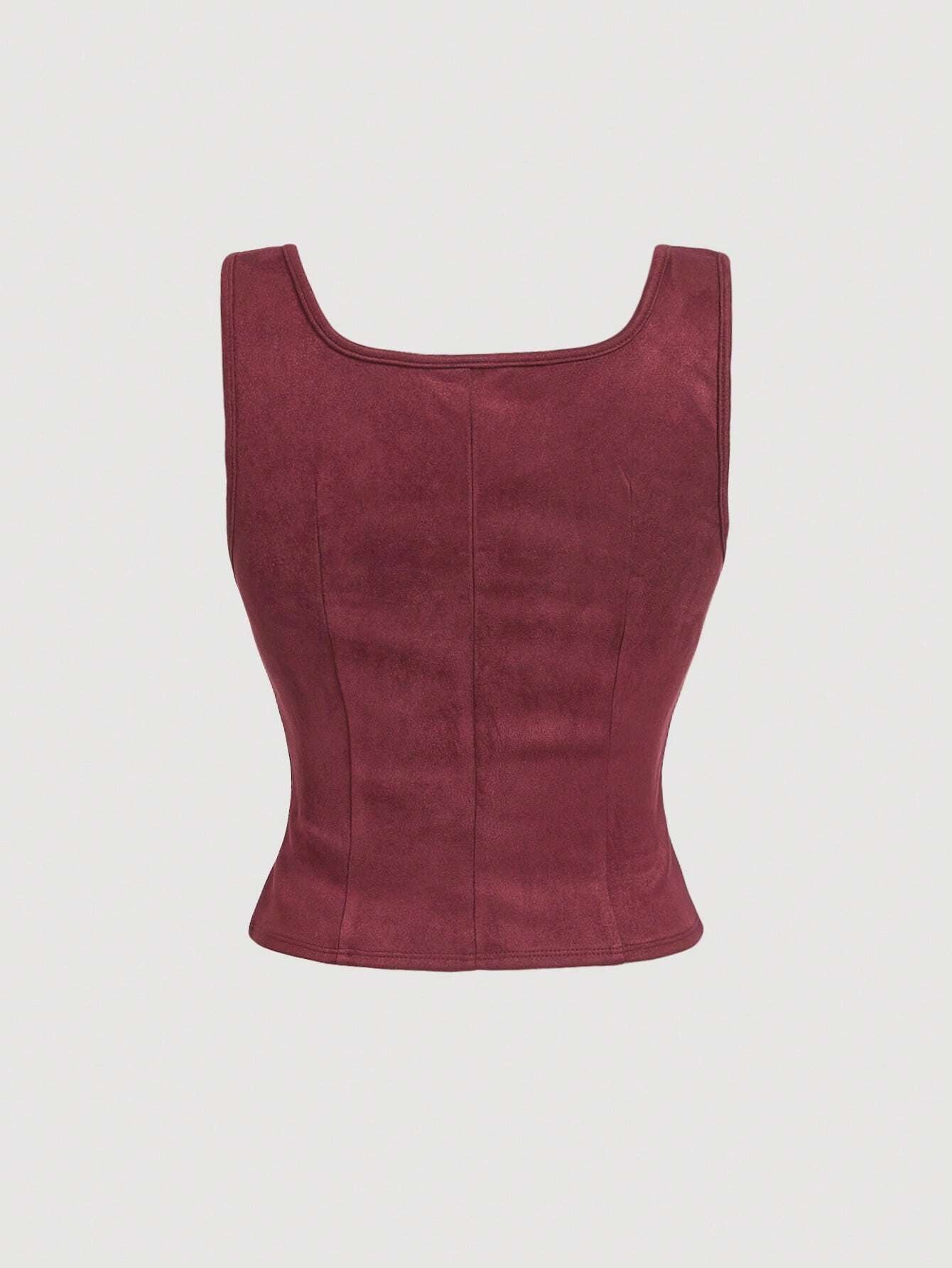 Lace-Up Front Crisscross Tank Top | Slim Fit Scoop & Square Neck Crop Top with Eyelet Detail