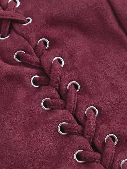 Lace-Up Front Crisscross Tank Top | Slim Fit Scoop & Square Neck Crop Top with Eyelet Detail