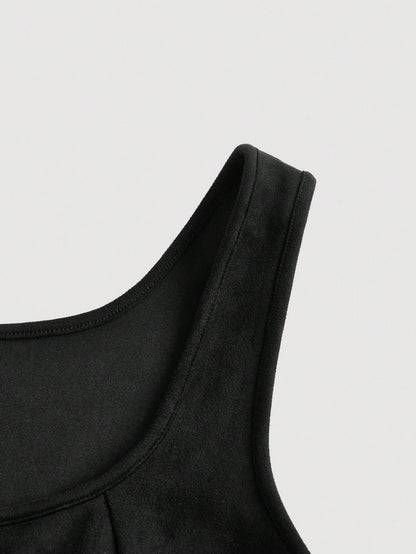 Lace-Up Front Crisscross Tank Top | Slim Fit Scoop & Square Neck Crop Top with Eyelet Detail