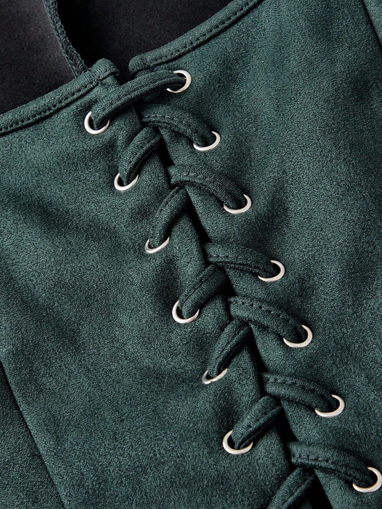 Embroidered Lace-Up Front Crisscross Tank Top | Slim Fit Scoop & Square Neck Crop Top with Eyelet Detail