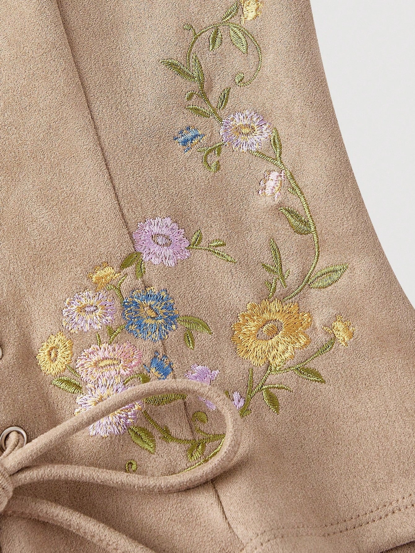 Embroidered Lace-Up Front Crisscross Tank Top | Slim Fit Scoop & Square Neck Crop Top with Eyelet Detail