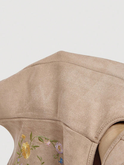 Embroidered Lace-Up Front Crisscross Tank Top | Slim Fit Scoop & Square Neck Crop Top with Eyelet Detail