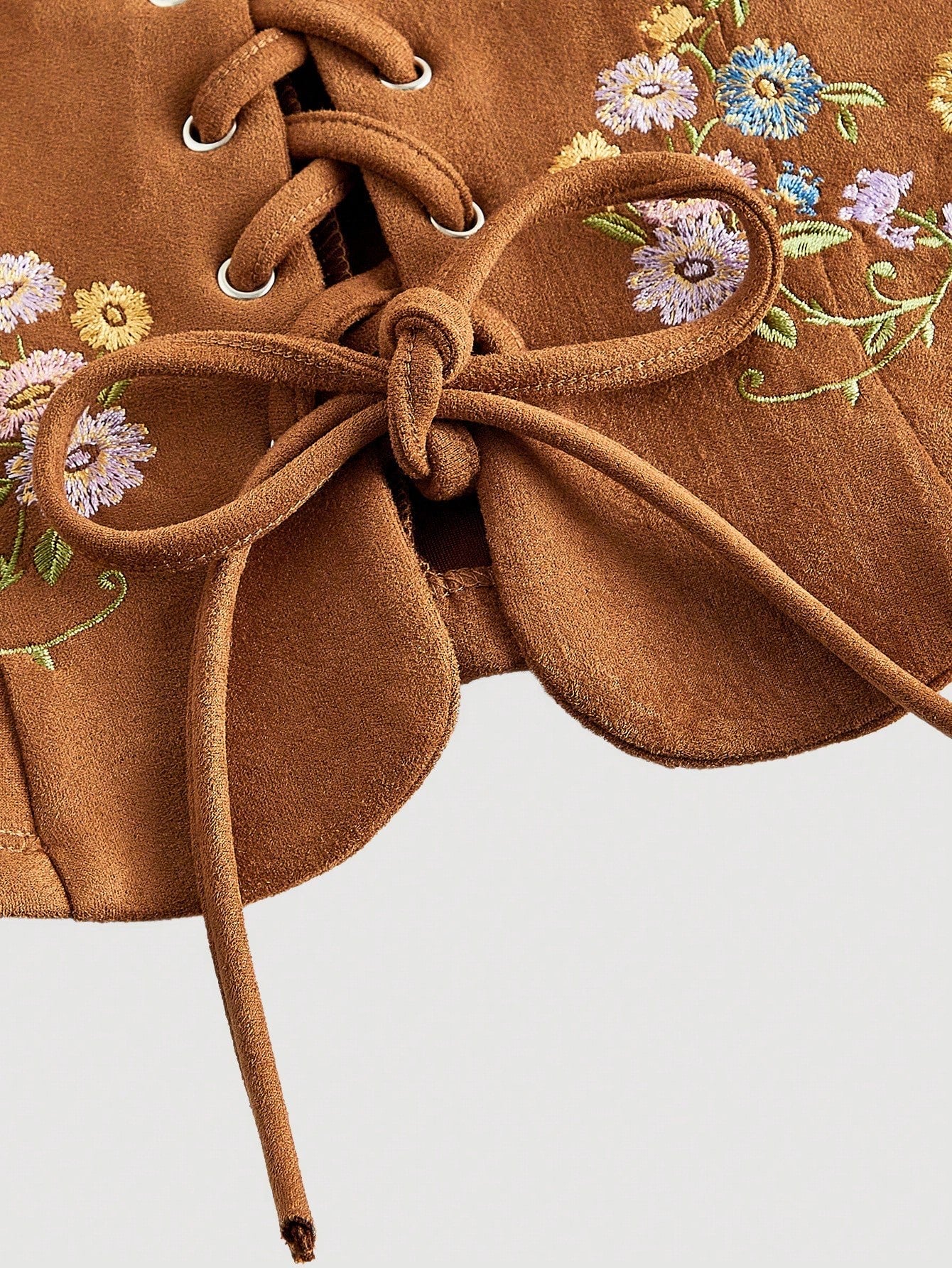 Embroidered Lace-Up Front Crisscross Tank Top | Slim Fit Scoop & Square Neck Crop Top with Eyelet Detail