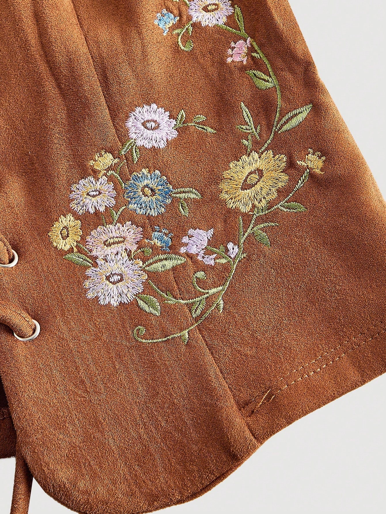 Embroidered Lace-Up Front Crisscross Tank Top | Slim Fit Scoop & Square Neck Crop Top with Eyelet Detail