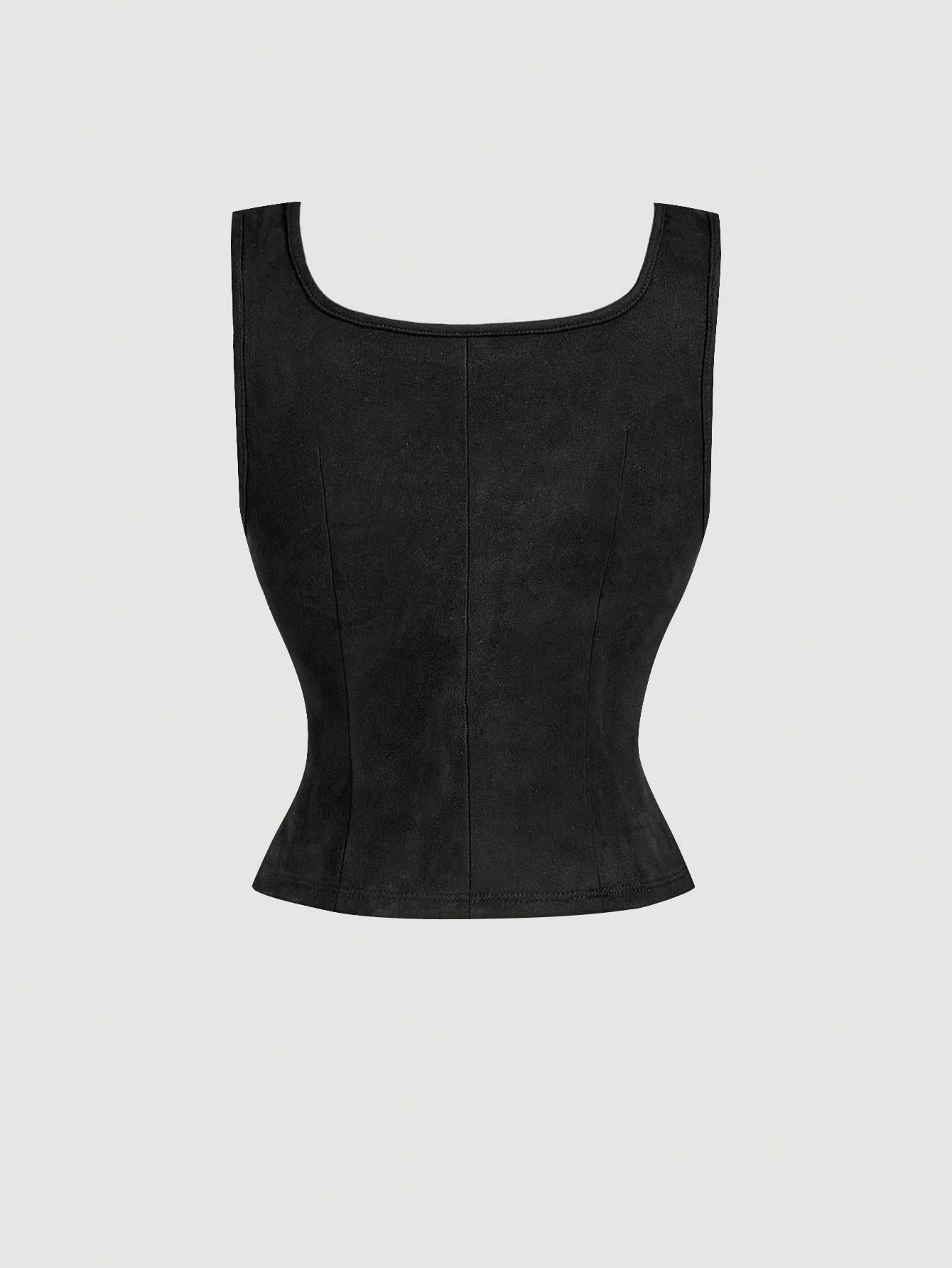 Embroidered Lace-Up Front Crisscross Tank Top | Slim Fit Scoop & Square Neck Crop Top with Eyelet Detail