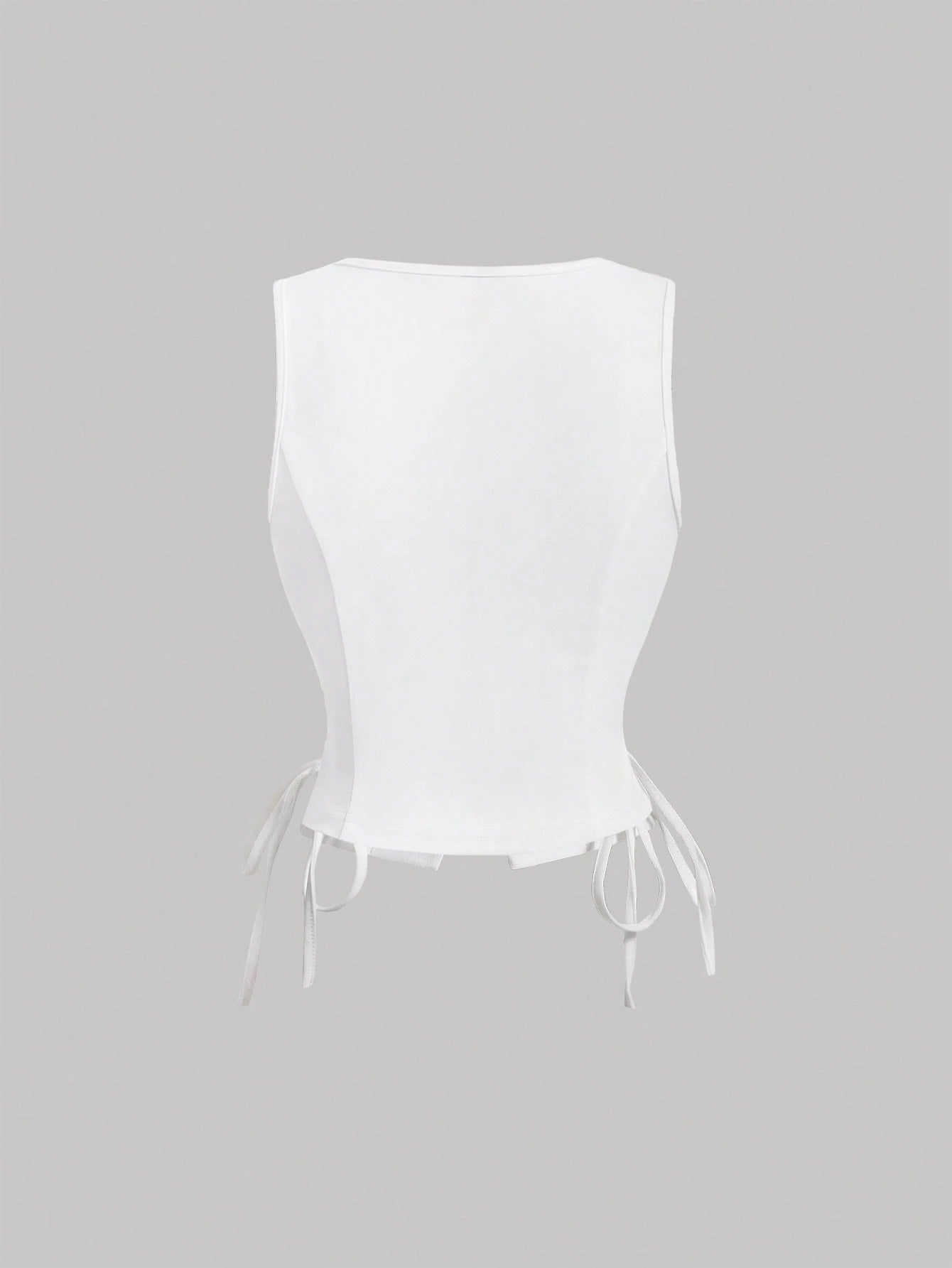 Lace-Up Front Button-Up Tank Top | V-Neck Slim Stretch Crop Tank with Eyelet Detail