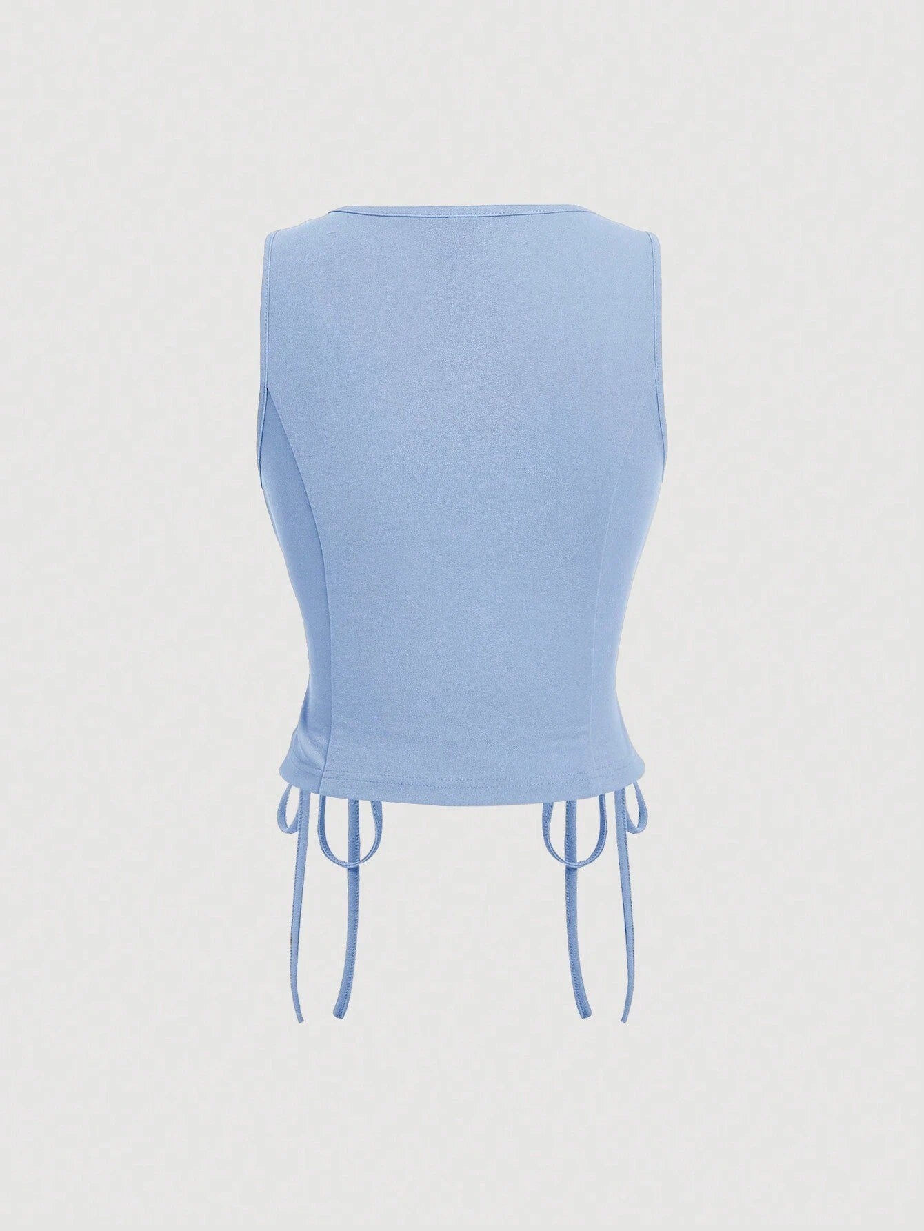 Lace-Up Front Button-Up Tank Top | V-Neck Slim Stretch Crop Tank with Eyelet Detail