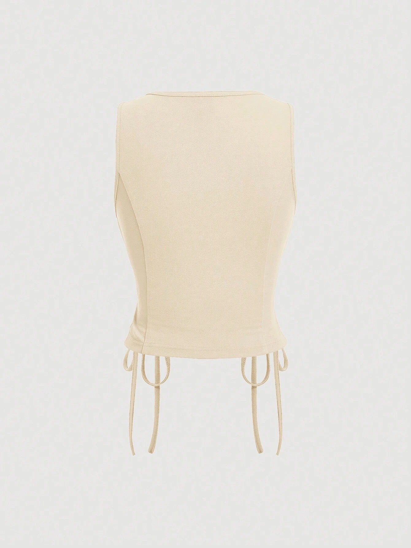 Lace-Up Front Button-Up Tank Top | V-Neck Slim Stretch Crop Tank with Eyelet Detail