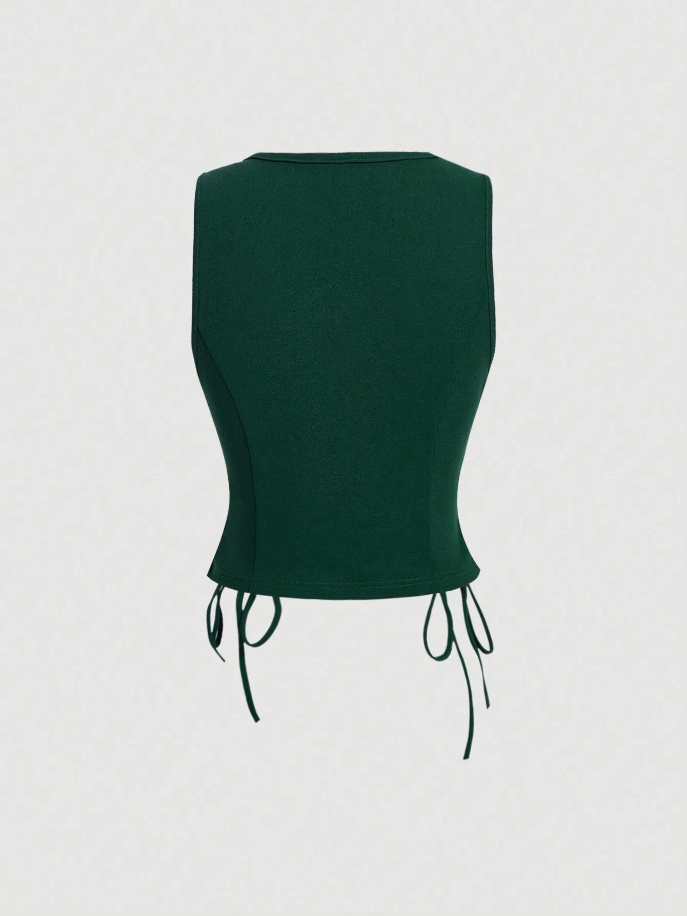 Lace-Up Front Button-Up Tank Top | V-Neck Slim Stretch Crop Tank with Eyelet Detail