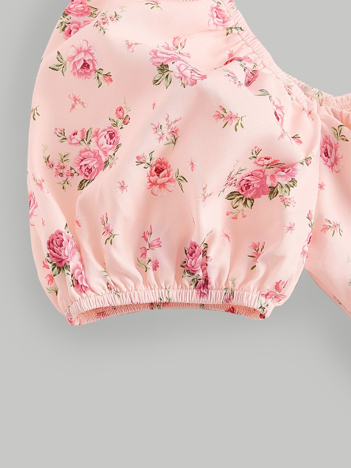 Floral Tie-Front Puff Sleeve