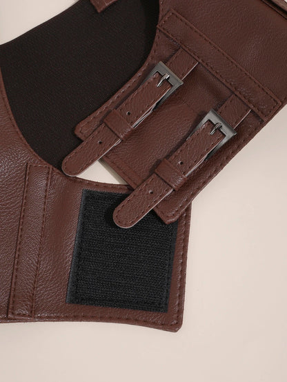 Steampunk Buckle Decor Harness Belt | Adjustable PU Wide Belt for Dresses & Coats