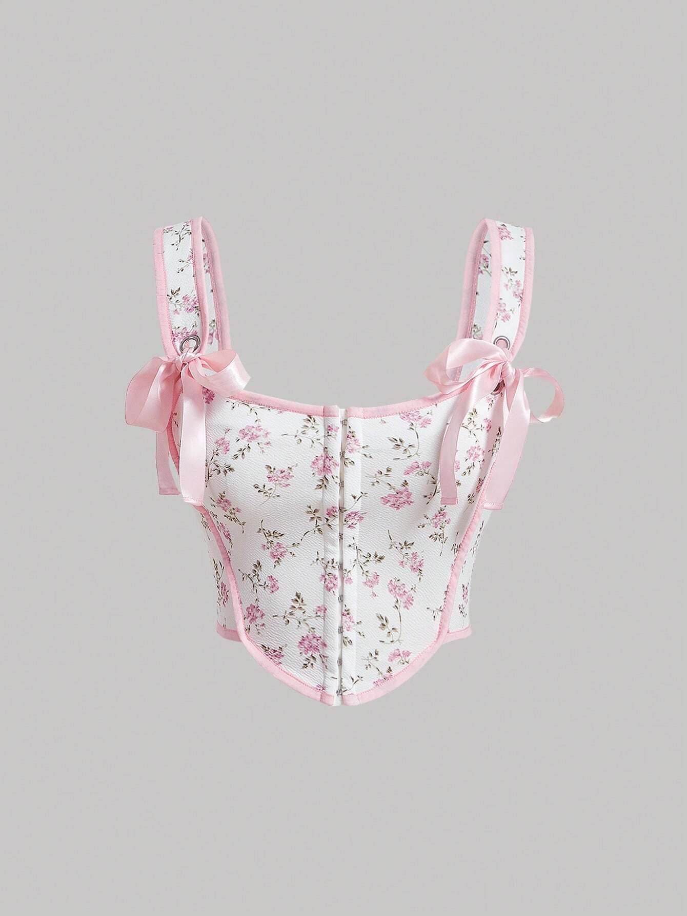 Floral Knot-Front Crop Top