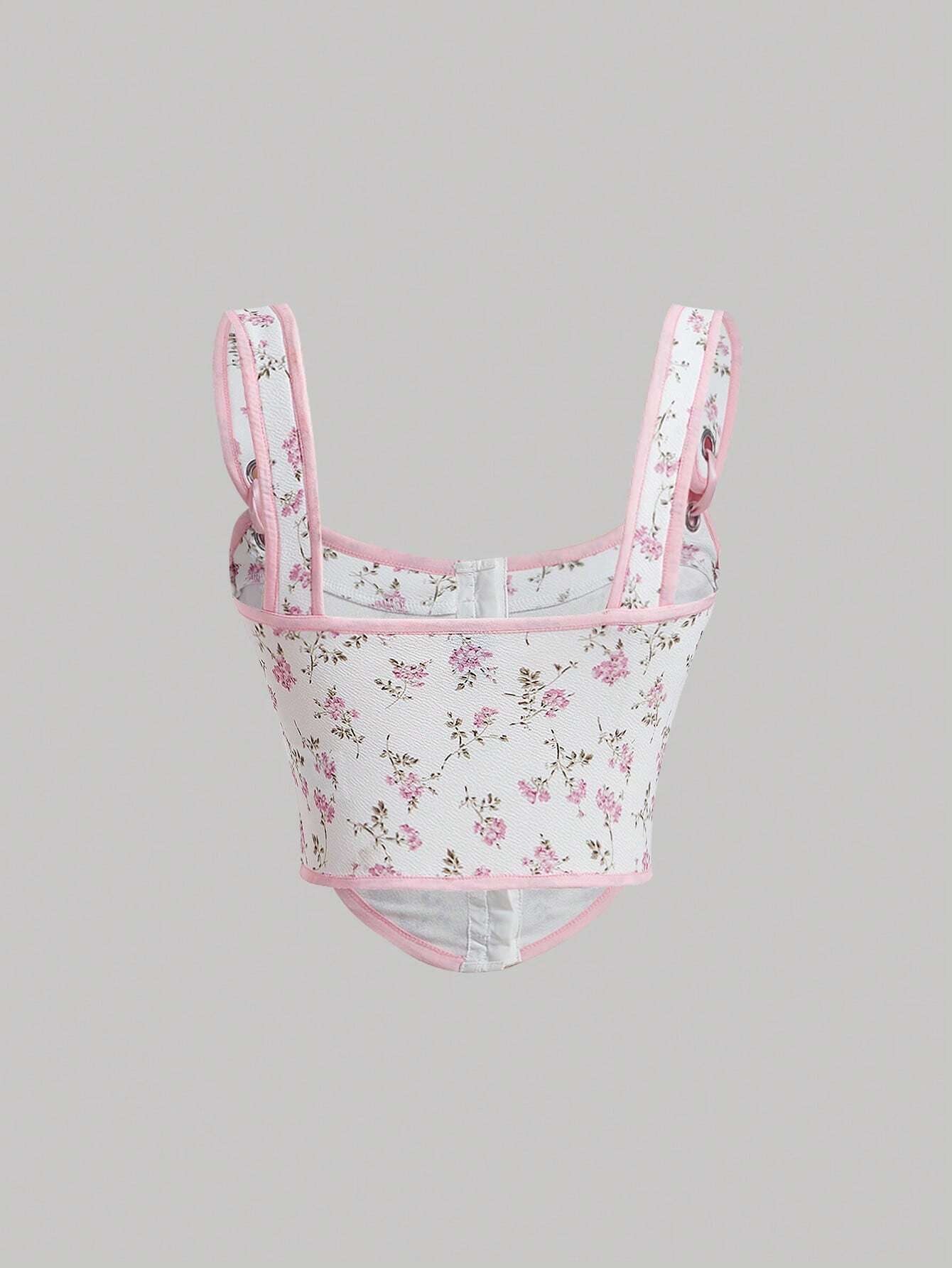 Floral Knot-Front Crop Top