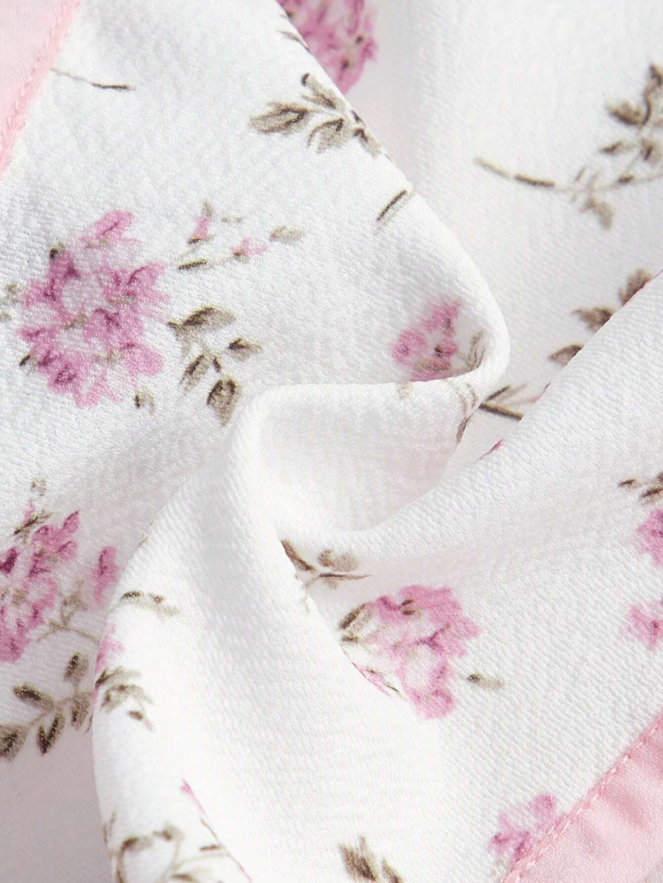 Floral Knot-Front Crop Top