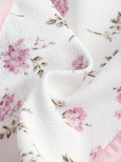 Floral Knot-Front Crop Top
