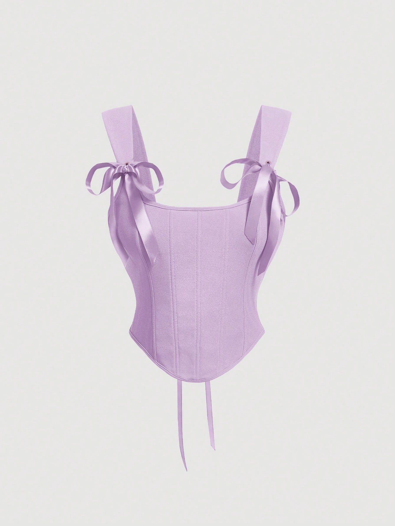 Bow Front Tie-Back Corset Tank Top | Hot Pink Asymmetrical Wide-Strap Crop Top