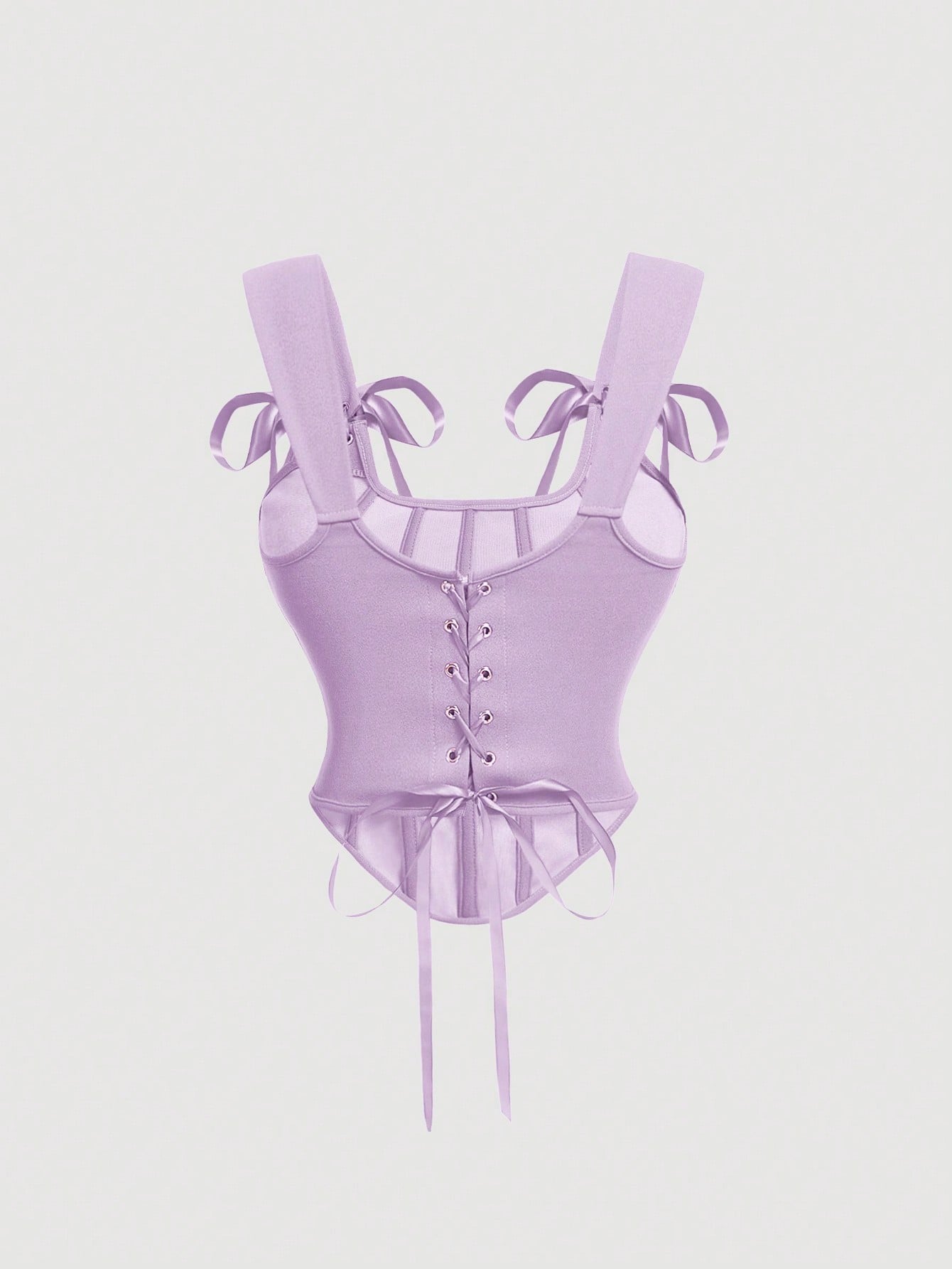 Bow Front Tie-Back Corset Tank Top | Hot Pink Asymmetrical Wide-Strap Crop Top