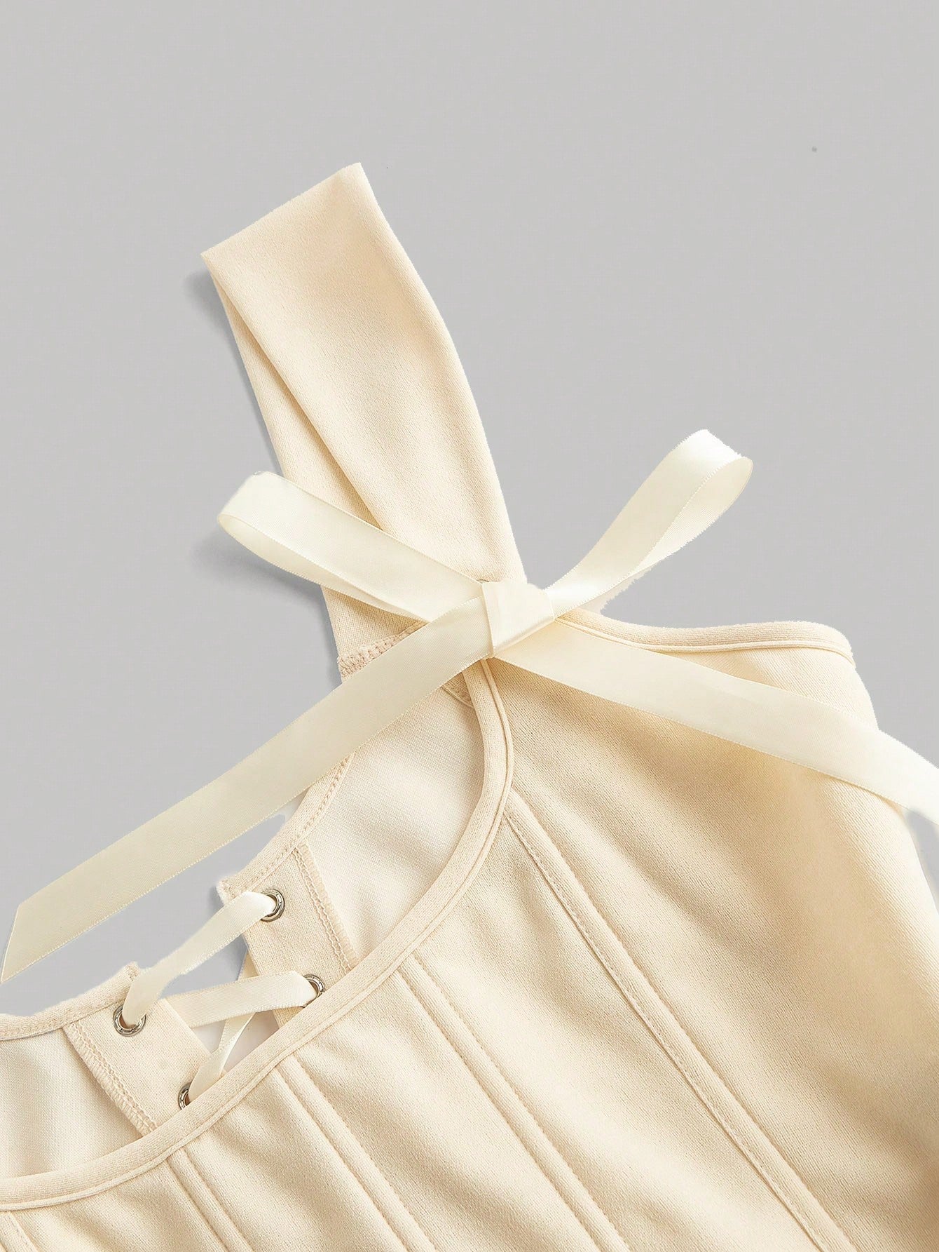 Bow Front Tie-Back Corset Tank Top | Hot Pink Asymmetrical Wide-Strap Crop Top