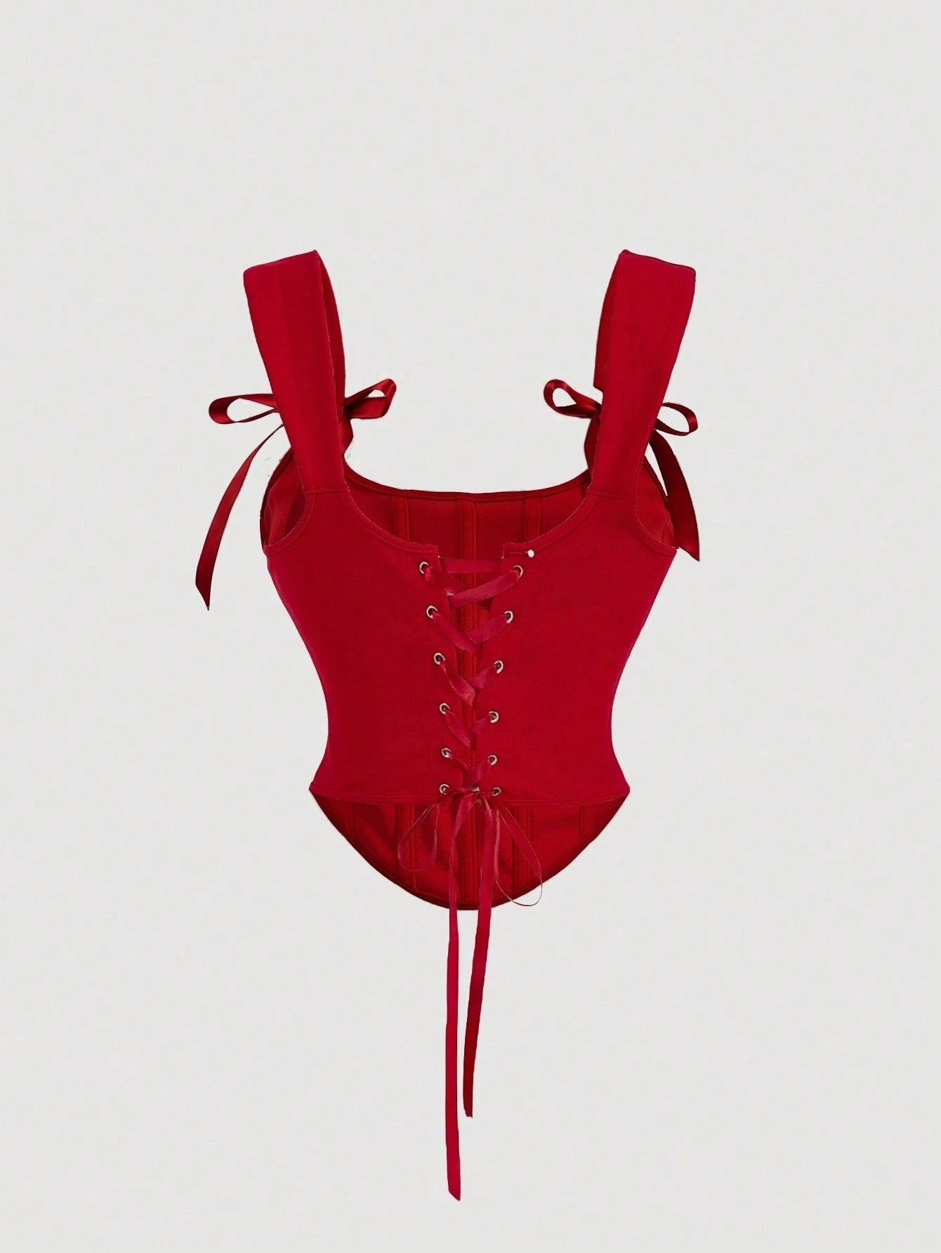 Bow Front Tie-Back Corset Tank Top | Hot Pink Asymmetrical Wide-Strap Crop Top