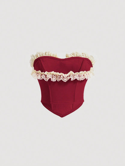 Lace Trim Bandana Corset Top
