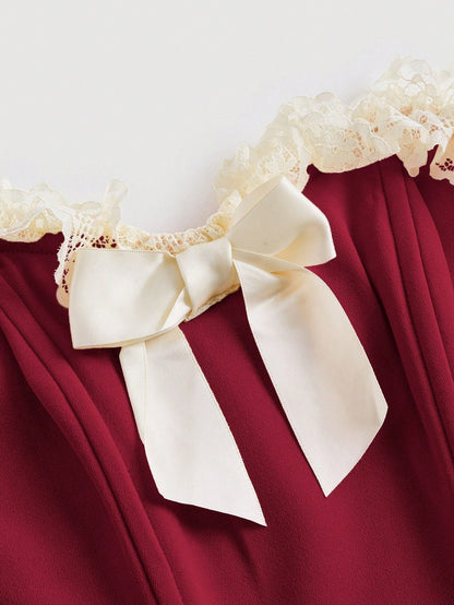 Lace Trim Bandana Corset Top