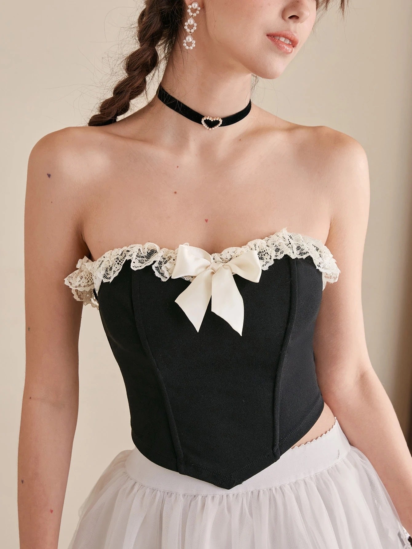Lace Trim Bandana Corset Top