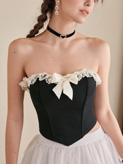 Lace Trim Bandana Corset Top