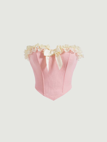Lace Trim Bandana Corset Top