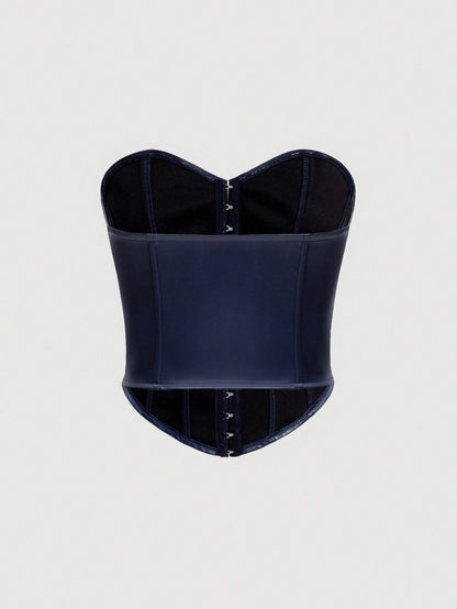 PU Leather Strapless Corset