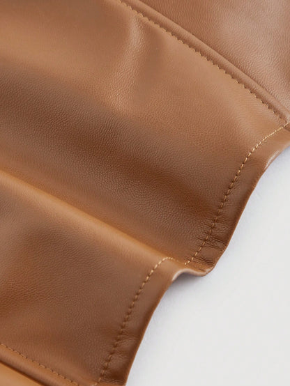 PU Leather Strapless Corset