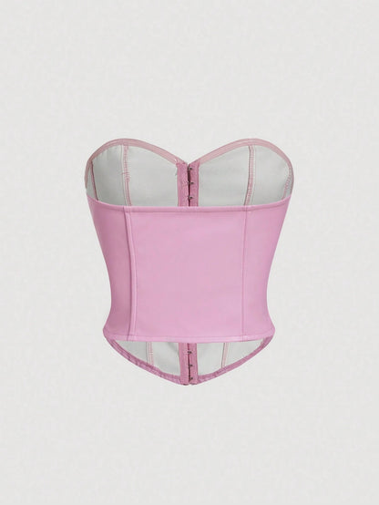 PU Leather Strapless Corset