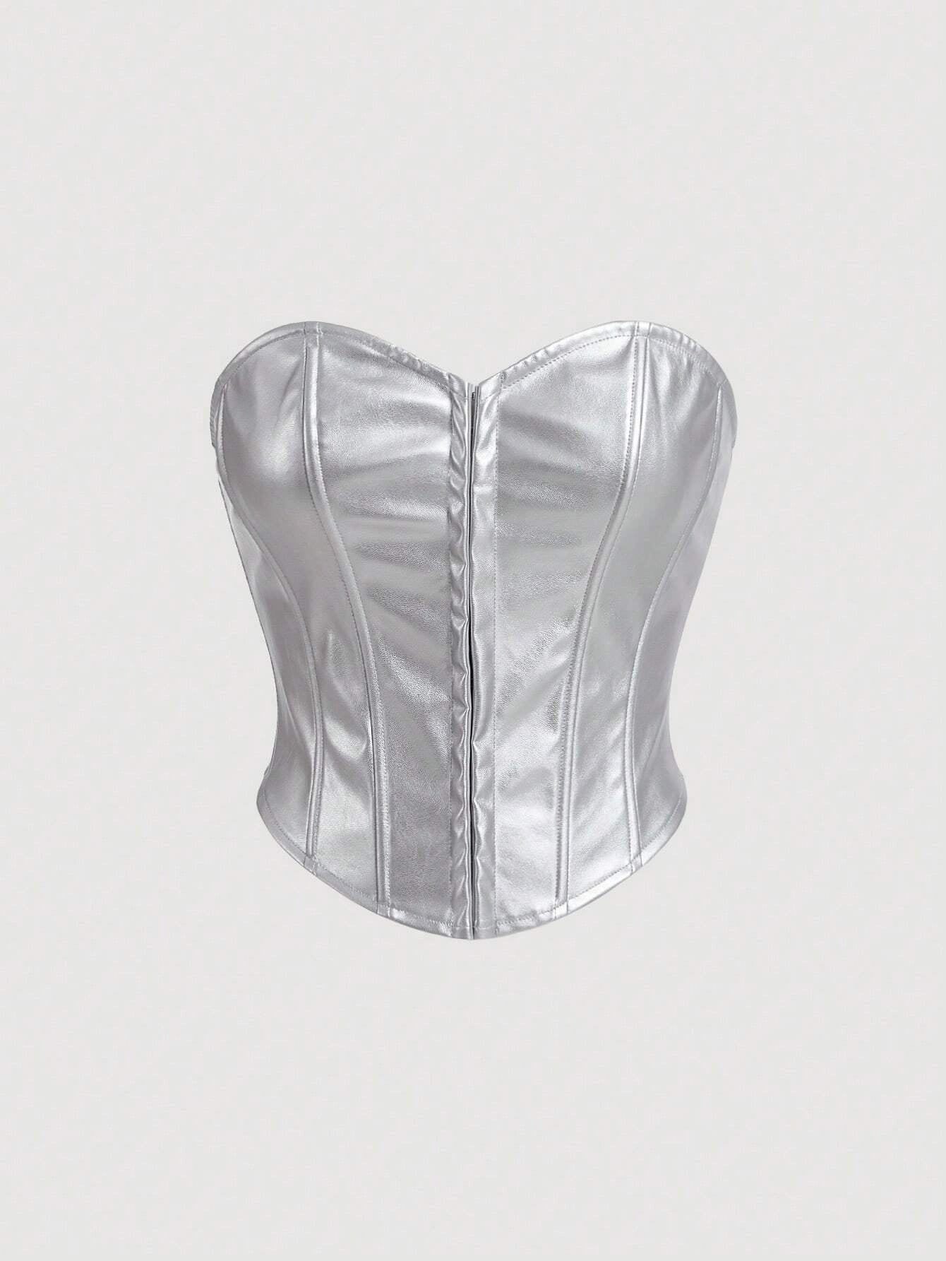 PU Leather Strapless Corset