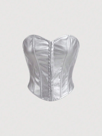 PU Leather Strapless Corset