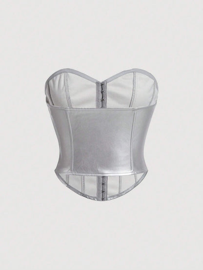 PU Leather Strapless Corset