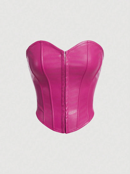 PU Leather Strapless Corset