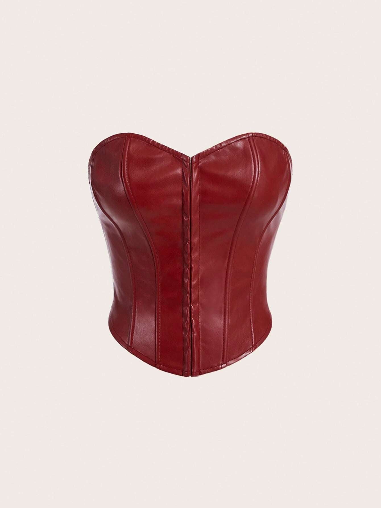 PU Leather Strapless Corset