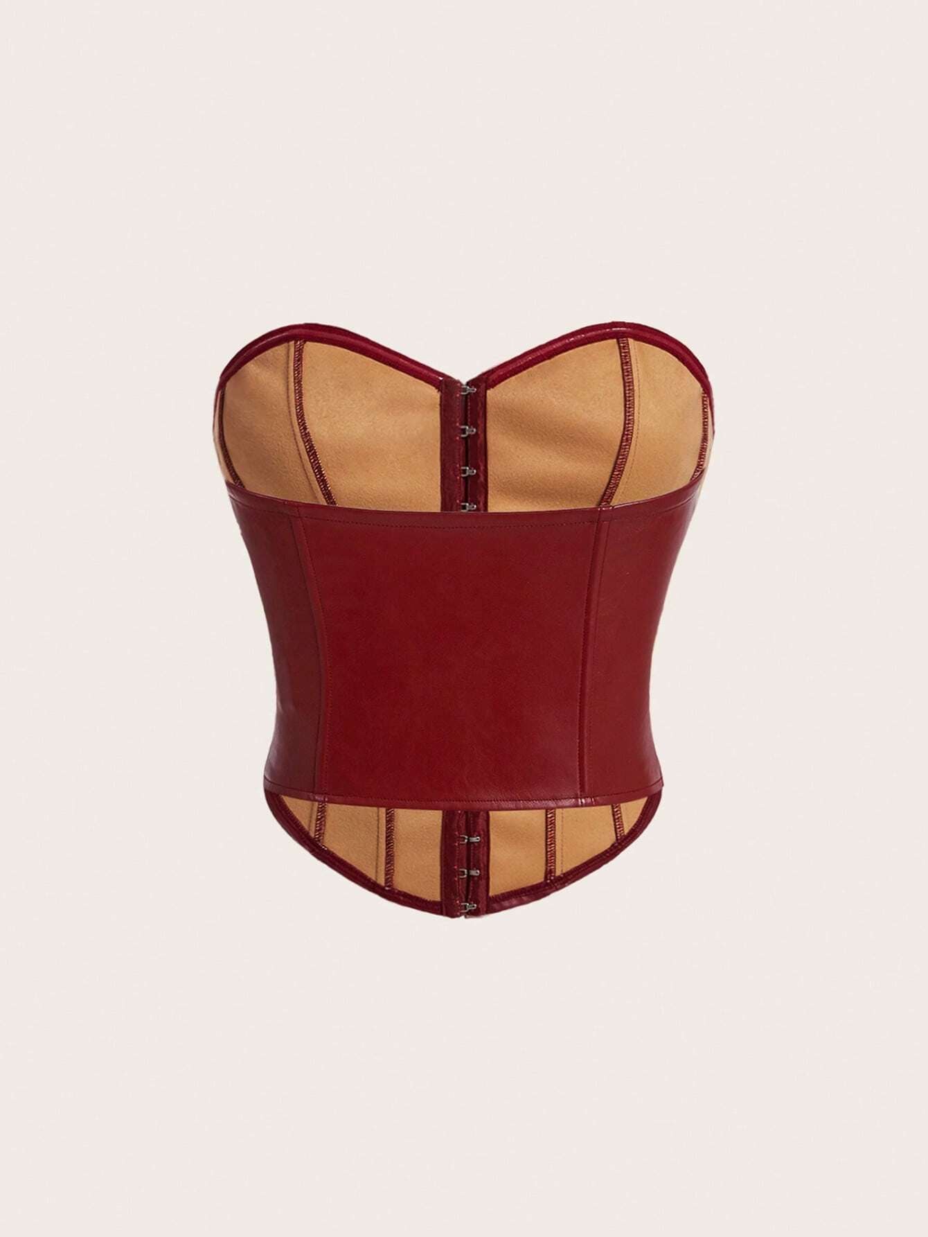 PU Leather Strapless Corset