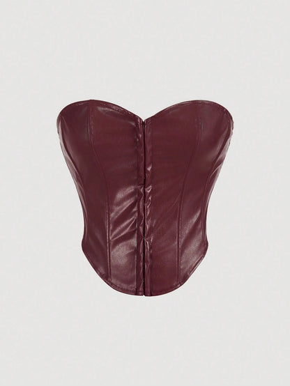 PU Leather Strapless Corset