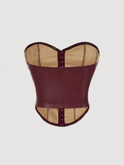 PU Leather Strapless Corset