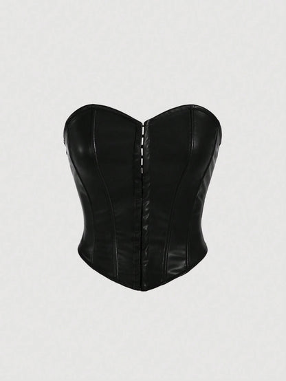 PU Leather Strapless Corset