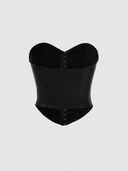 PU Leather Strapless Corset