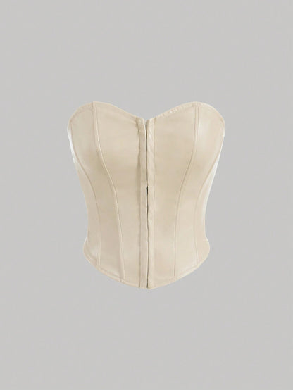 PU Leather Strapless Corset