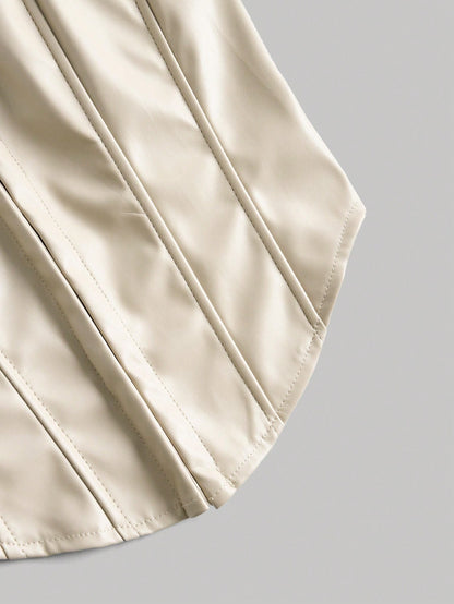 PU Leather Strapless Corset