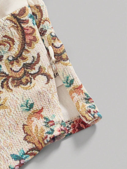 Floral Patchwork 2-in-1 Puff Sleeve Shirt | Ruffled Collar Boho Asymmetrical Top