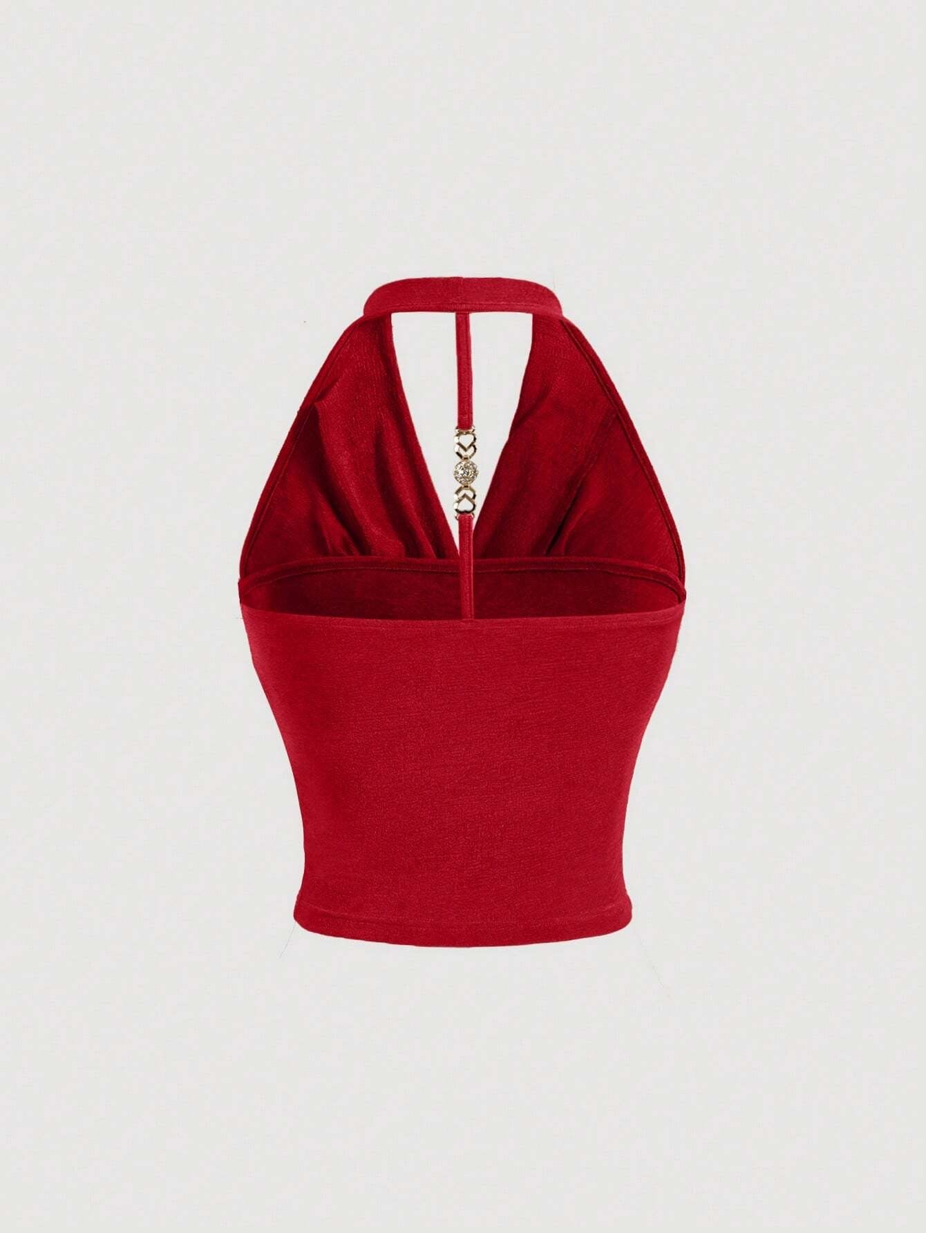 Draped Collar Halter Top