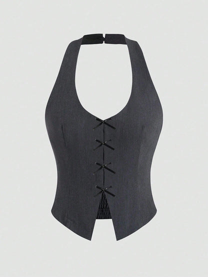Bow Backless Halter Top