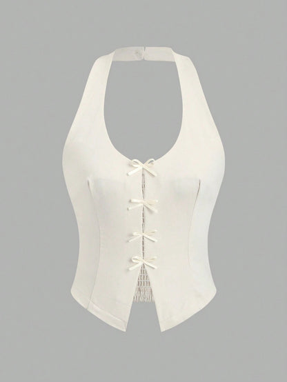 Bow Backless Halter Top